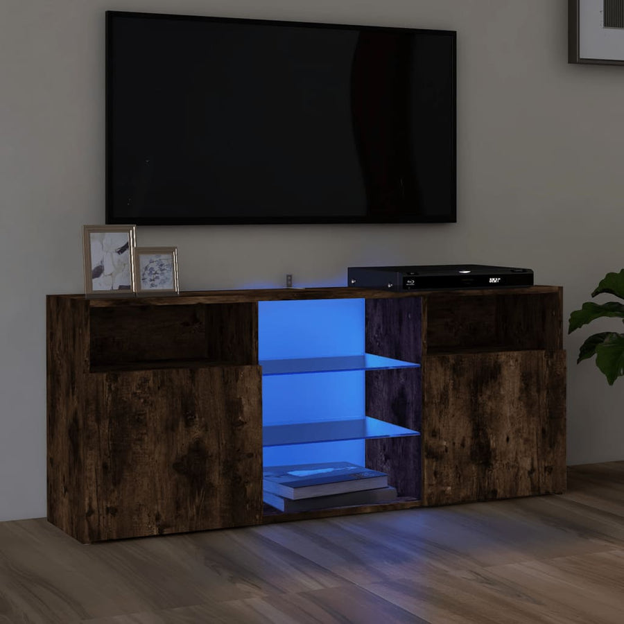 Tv-meubel met LED-verlichting 120x30x50 cm gerookt eikenkleurig Gerookt eiken