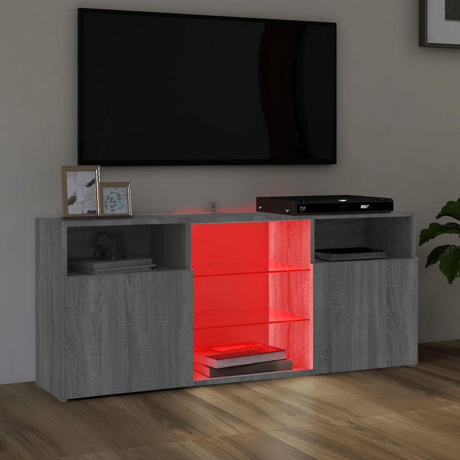Tv-meubel met LED-verlichting 120x30x50 cm grijs sonoma eiken Grijs sonoma