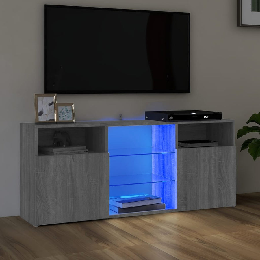 Tv-meubel met LED-verlichting 120x30x50 cm grijs sonoma eiken Grijs sonoma