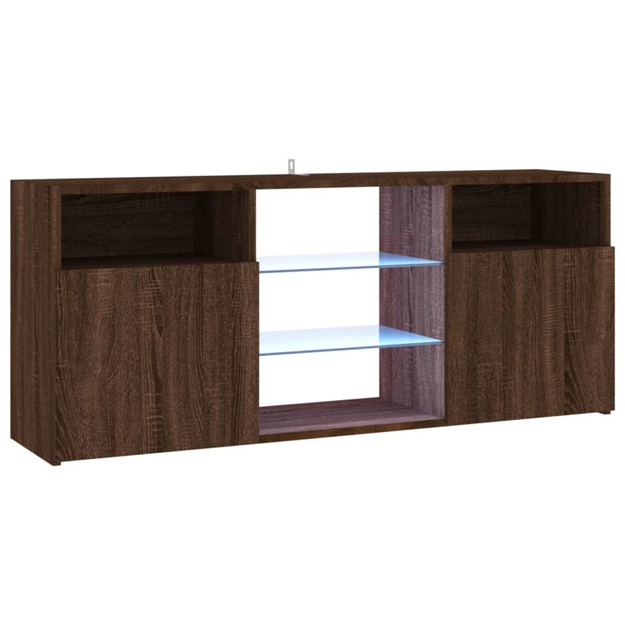 Tv-meubel met LED-verlichting 120x30x50 cm bruin eikenkleur bruin eikenkleur