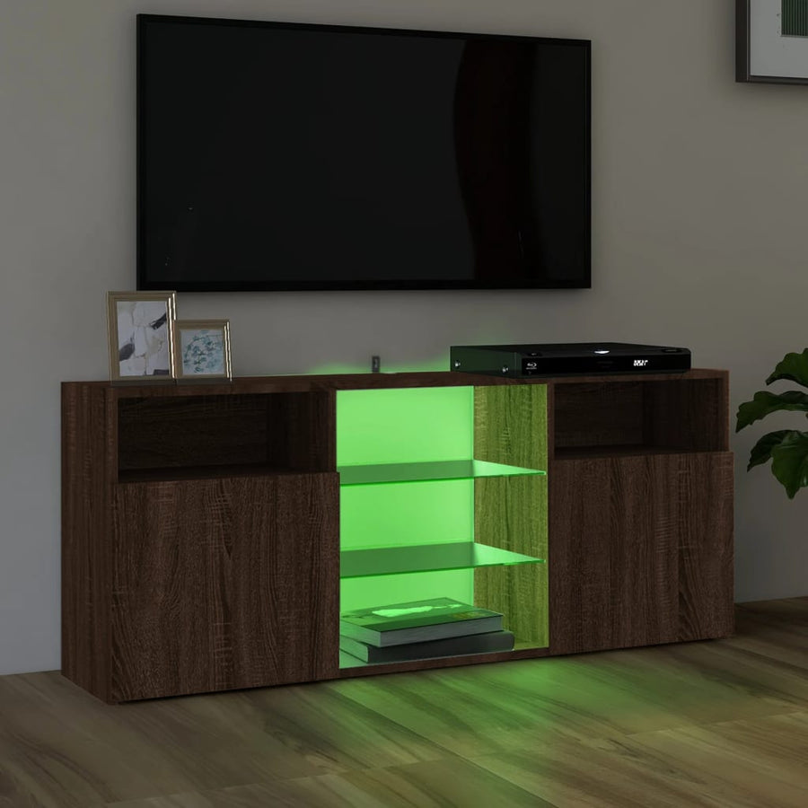 Tv-meubel met LED-verlichting 120x30x50 cm bruin eikenkleur bruin eikenkleur