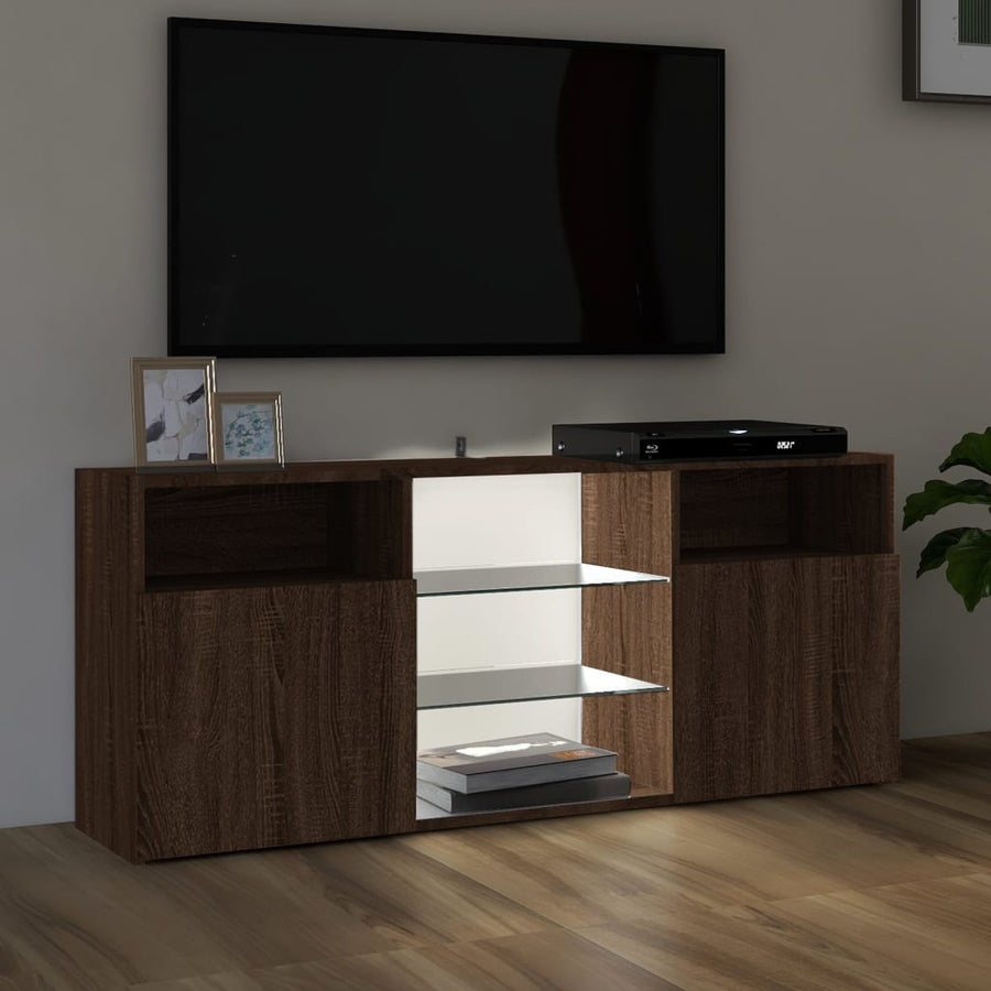 Tv-meubel met LED-verlichting 120x30x50 cm bruin eikenkleur bruin eikenkleur