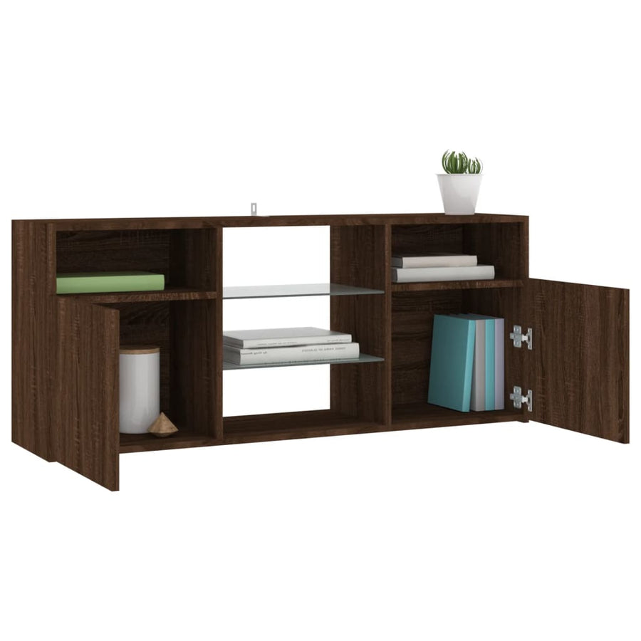 Tv-meubel met LED-verlichting 120x30x50 cm bruin eikenkleur bruin eikenkleur