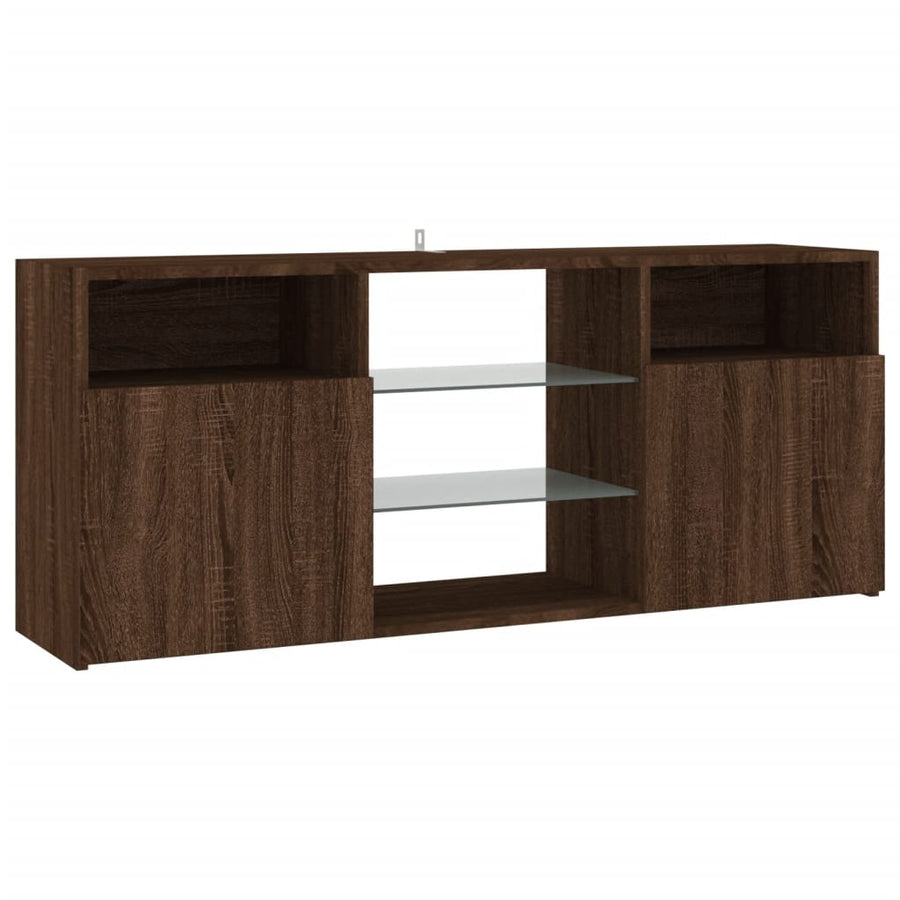 Tv-meubel met LED-verlichting 120x30x50 cm bruin eikenkleur bruin eikenkleur