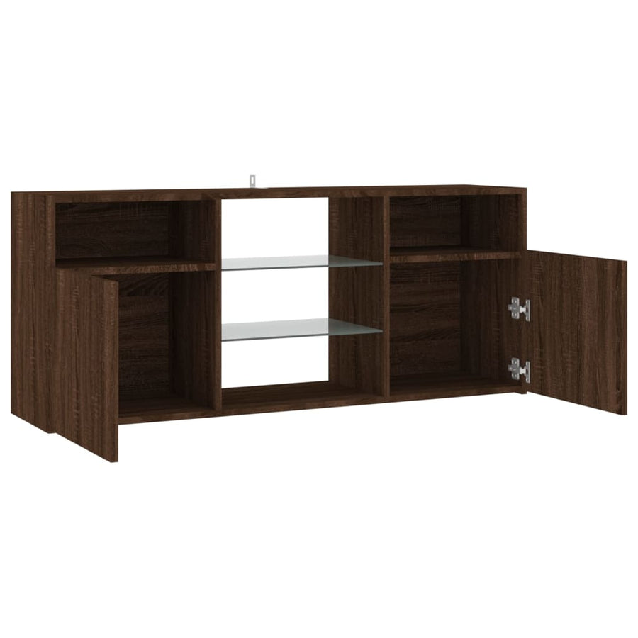 Tv-meubel met LED-verlichting 120x30x50 cm bruin eikenkleur bruin eikenkleur