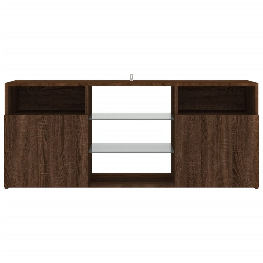 Tv-meubel met LED-verlichting 120x30x50 cm bruin eikenkleur bruin eikenkleur