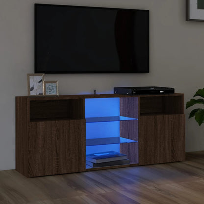Tv-meubel met LED-verlichting 120x30x50 cm bruin eikenkleur bruin eikenkleur