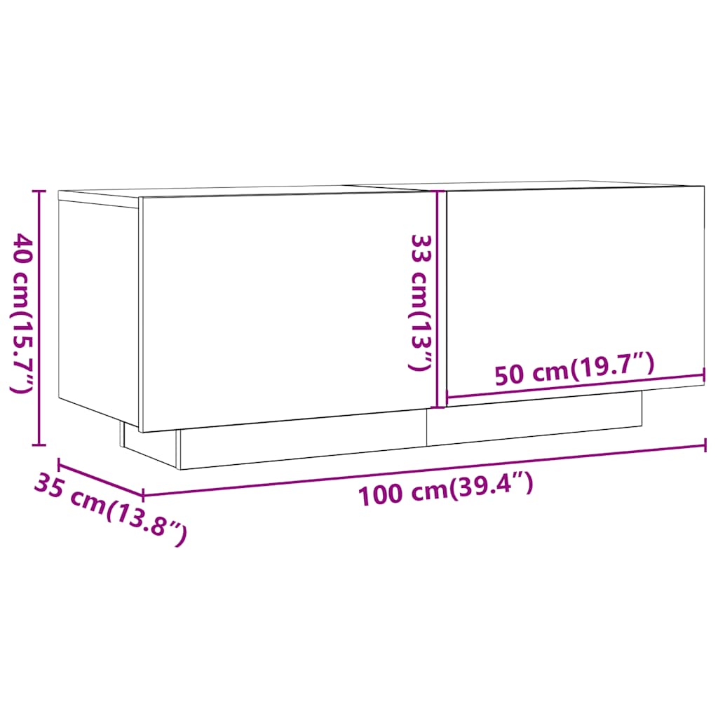 Tv-meubel 100x35x40 cm bewerkt hout bruin eikenkleur