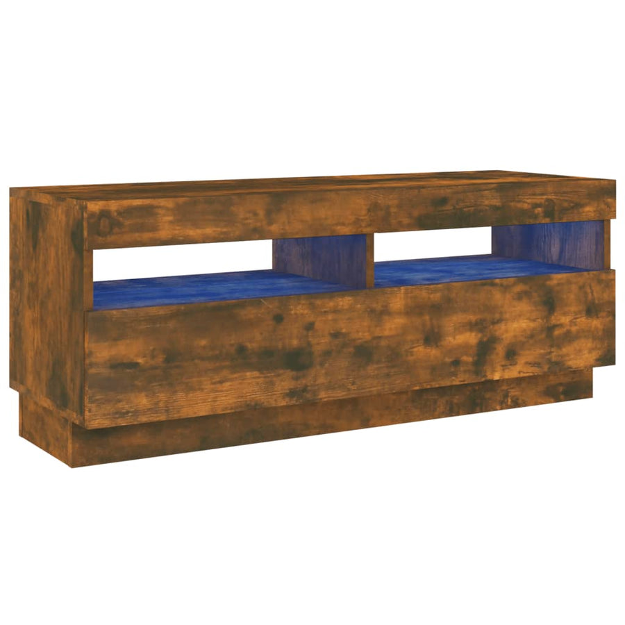 Tv-Meubel Met Led-Verlichting Kleurig 100 x 35 x 40 cm Gerookt eiken