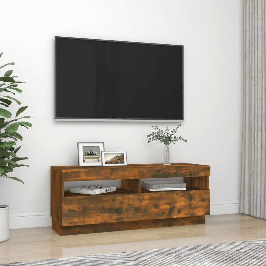 Tv-Meubel Met Led-Verlichting Kleurig 100 x 35 x 40 cm Gerookt eiken