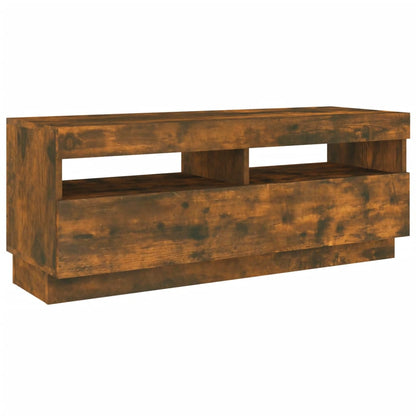 Tv-Meubel Met Led-Verlichting Kleurig 100 x 35 x 40 cm Gerookt eiken