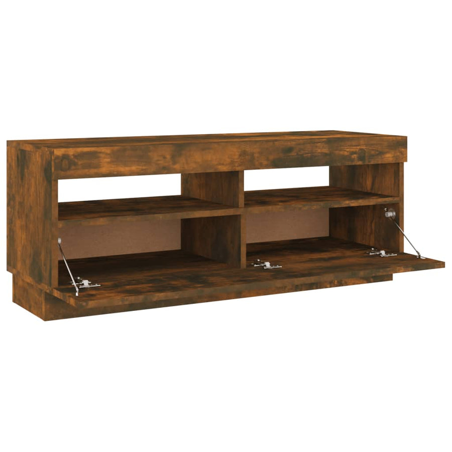Tv-Meubel Met Led-Verlichting Kleurig 100 x 35 x 40 cm Gerookt eiken