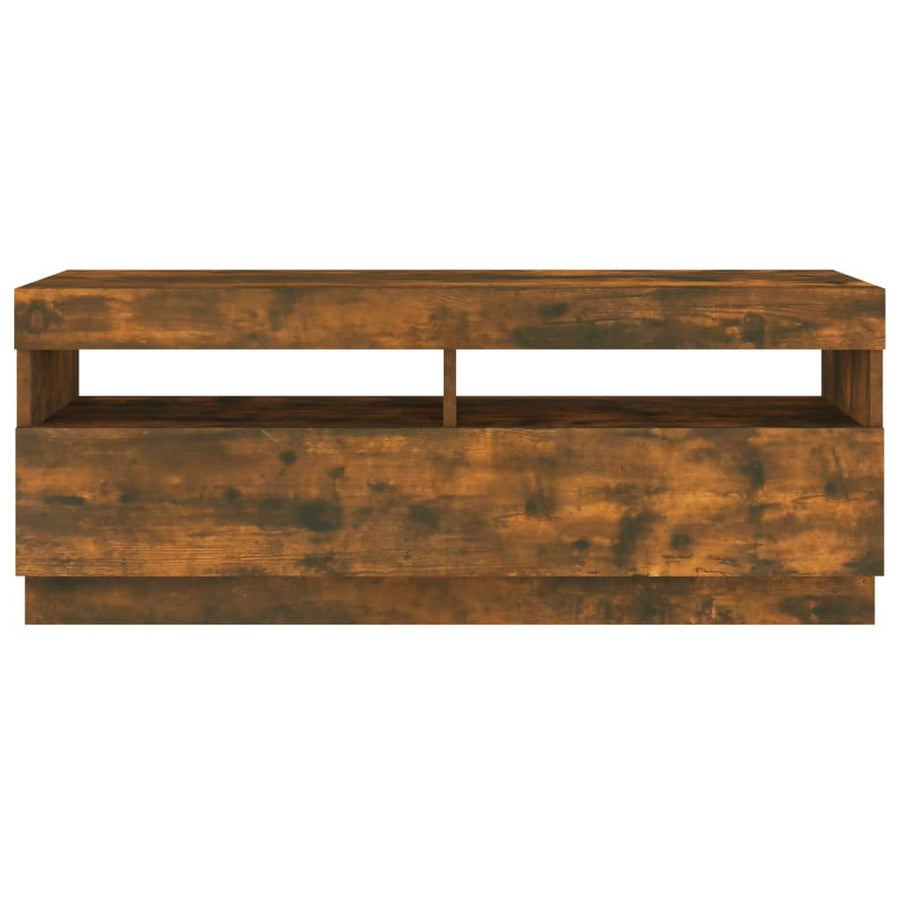 Tv-Meubel Met Led-Verlichting Kleurig 100 x 35 x 40 cm Gerookt eiken
