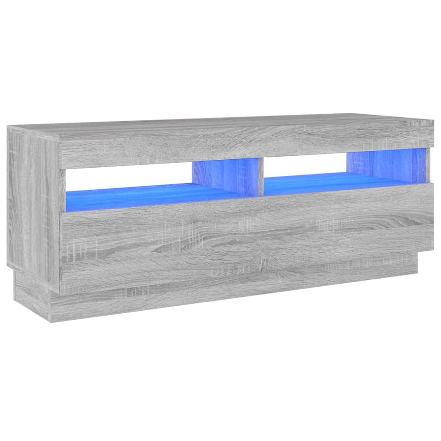 Tv-Meubel Met Led-Verlichting Eiken 100 x 35 x 40 cm Grijs sonoma