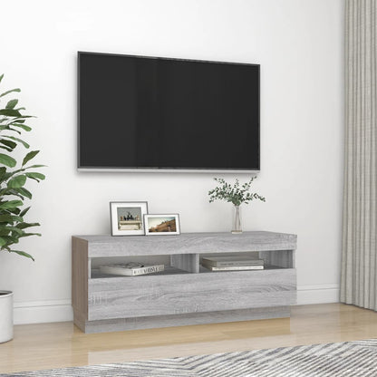Tv-Meubel Met Led-Verlichting Eiken 100 x 35 x 40 cm Grijs sonoma
