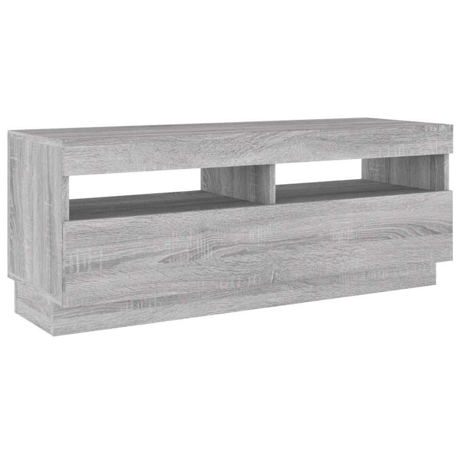Tv-Meubel Met Led-Verlichting Eiken 100 x 35 x 40 cm Grijs sonoma