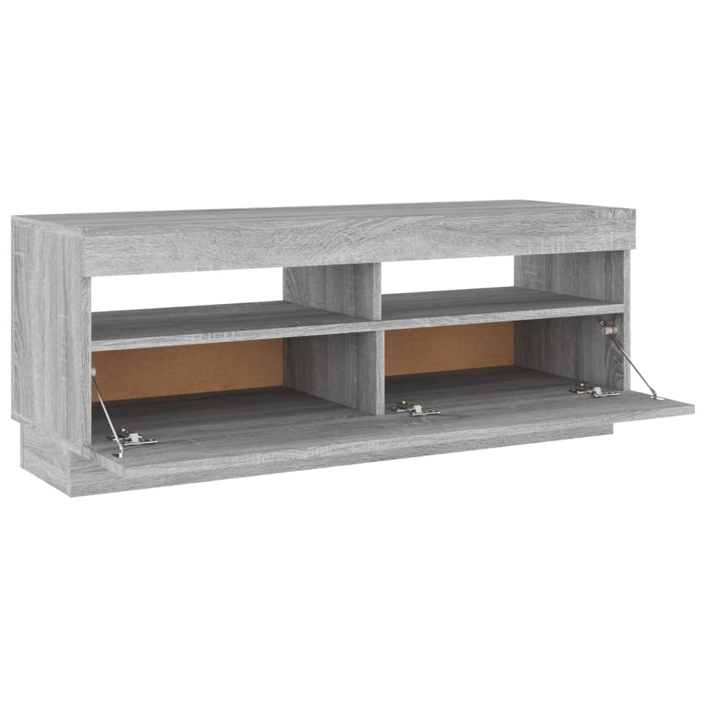 Tv-Meubel Met Led-Verlichting Eiken 100 x 35 x 40 cm Grijs sonoma