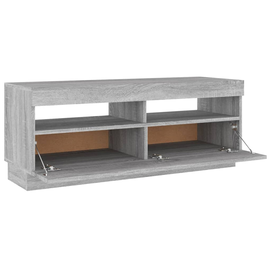 Tv-Meubel Met Led-Verlichting Eiken 100 x 35 x 40 cm Grijs sonoma