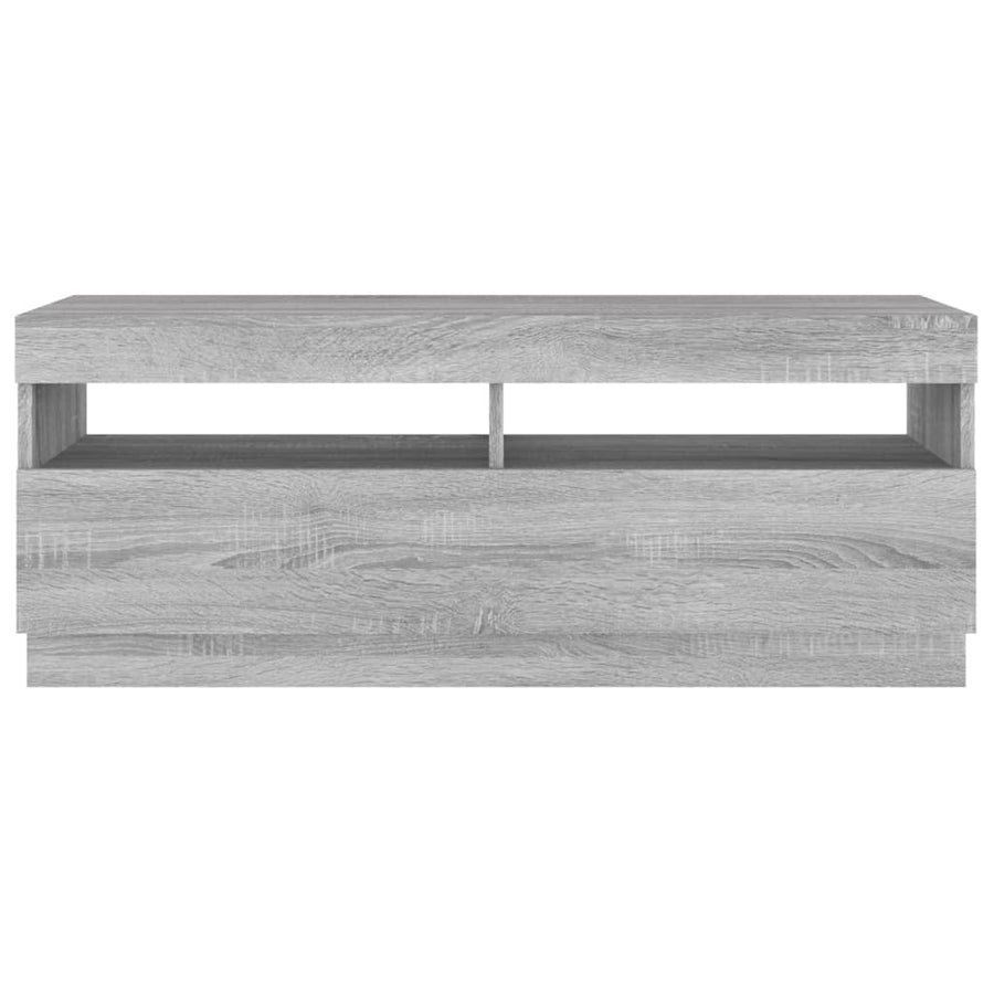 Tv-Meubel Met Led-Verlichting Eiken 100 x 35 x 40 cm Grijs sonoma