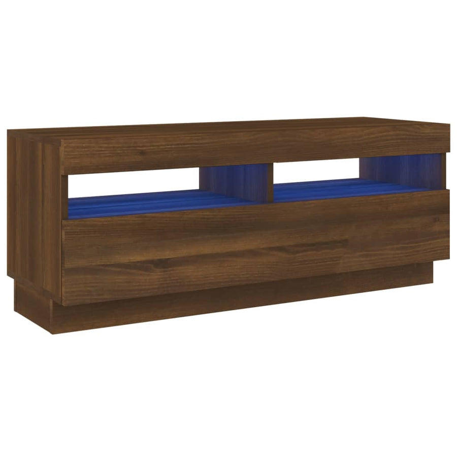 Tv-Meubel Met Led-Verlichting 100 x 35 x 40 cm bruin eikenkleur