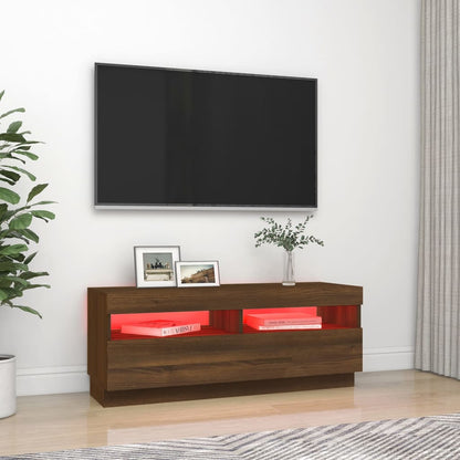 Tv-Meubel Met Led-Verlichting 100 x 35 x 40 cm bruin eikenkleur