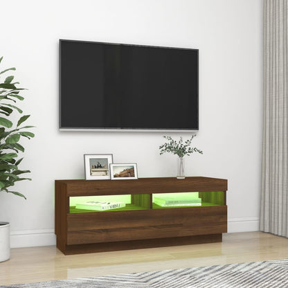 Tv-Meubel Met Led-Verlichting 100 x 35 x 40 cm bruin eikenkleur