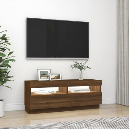 Tv-Meubel Met Led-Verlichting 100 x 35 x 40 cm bruin eikenkleur