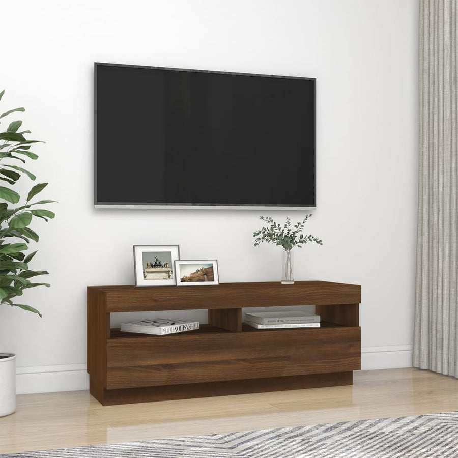 Tv-Meubel Met Led-Verlichting 100 x 35 x 40 cm bruin eikenkleur
