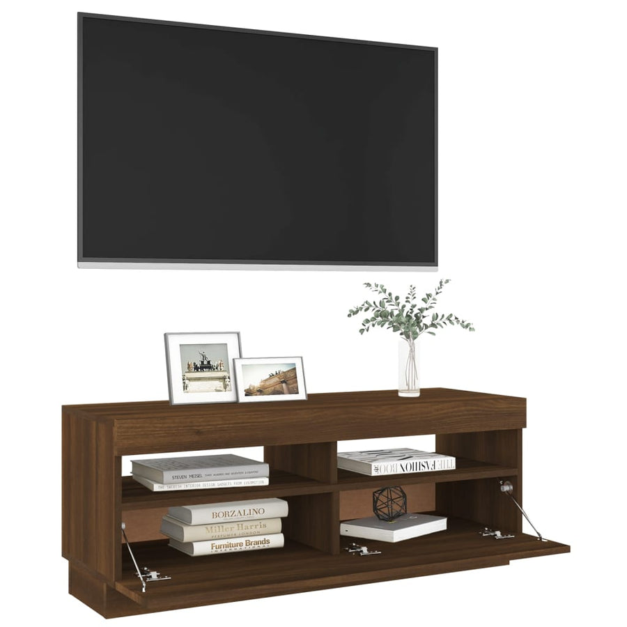 Tv-Meubel Met Led-Verlichting 100 x 35 x 40 cm bruin eikenkleur