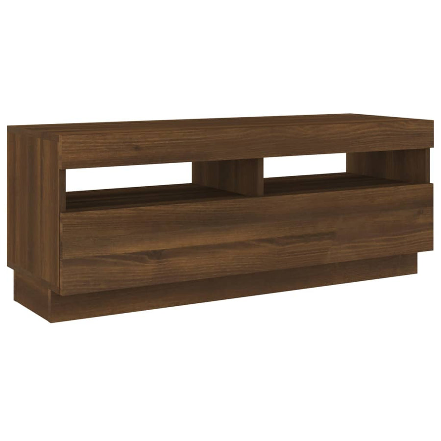 Tv-Meubel Met Led-Verlichting 100 x 35 x 40 cm bruin eikenkleur
