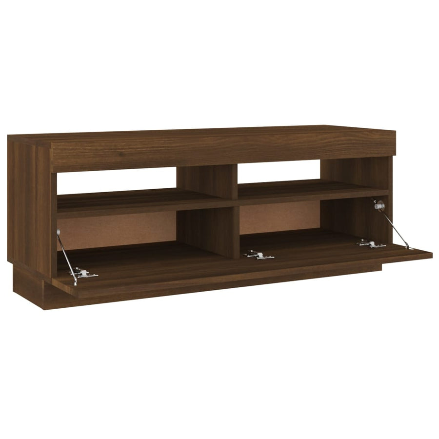 Tv-Meubel Met Led-Verlichting 100 x 35 x 40 cm bruin eikenkleur