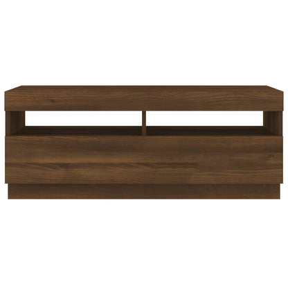 Tv-Meubel Met Led-Verlichting 100 x 35 x 40 cm bruin eikenkleur