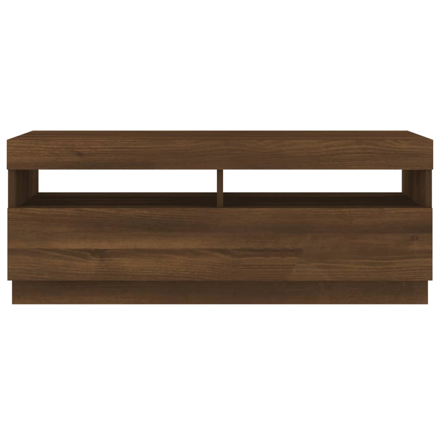 Tv-Meubel Met Led-Verlichting 100 x 35 x 40 cm bruin eikenkleur
