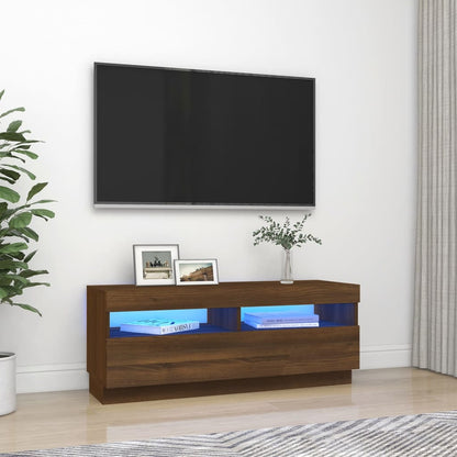 Tv-Meubel Met Led-Verlichting 100 x 35 x 40 cm bruin eikenkleur