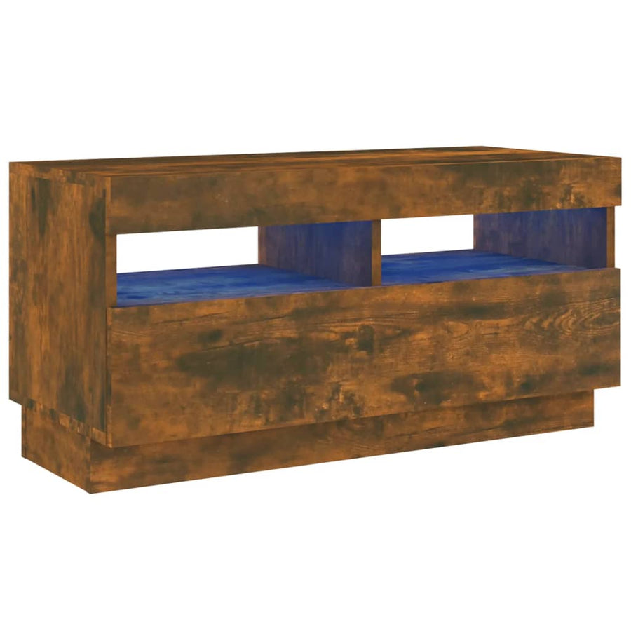 Tv-Meubel Met Led-Verlichting Kleurig 80 x 35 x 40 cm Gerookt eiken