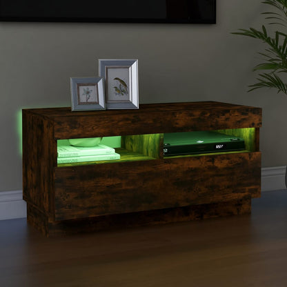 Tv-Meubel Met Led-Verlichting Kleurig 80 x 35 x 40 cm Gerookt eiken