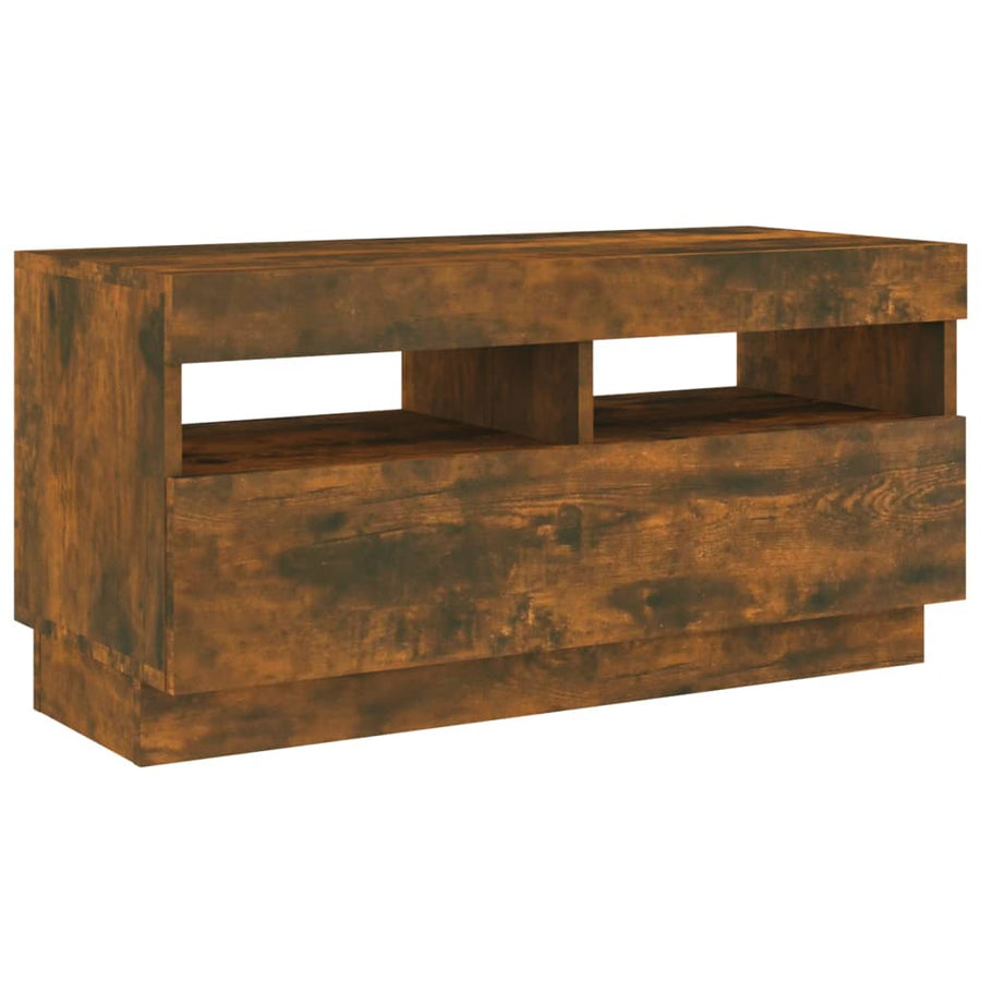 Tv-Meubel Met Led-Verlichting Kleurig 80 x 35 x 40 cm Gerookt eiken