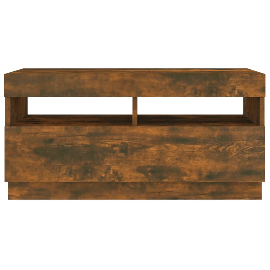 Tv-Meubel Met Led-Verlichting Kleurig 80 x 35 x 40 cm Gerookt eiken