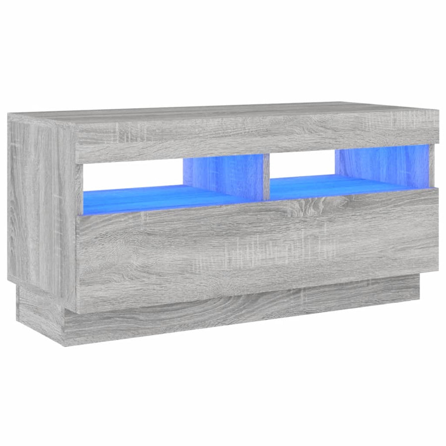 Tv-Meubel Met Led-Verlichting Eiken 80 x 35 x 40 cm Grijs sonoma