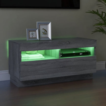 Tv-Meubel Met Led-Verlichting Eiken 80 x 35 x 40 cm Grijs sonoma