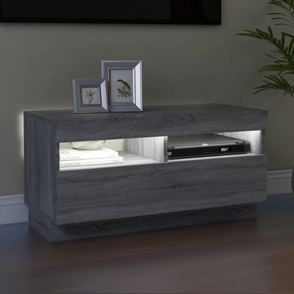 Tv-Meubel Met Led-Verlichting Eiken 80 x 35 x 40 cm Grijs sonoma