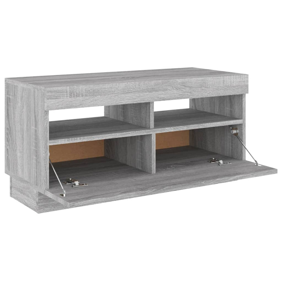 Tv-Meubel Met Led-Verlichting Eiken 80 x 35 x 40 cm Grijs sonoma