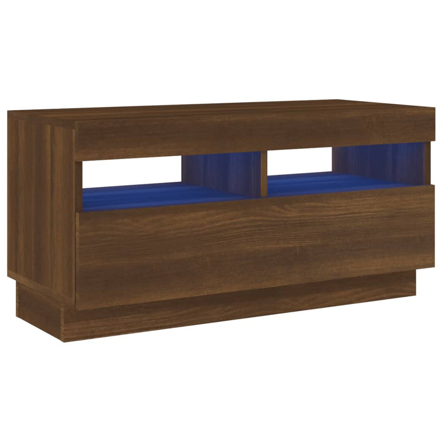 Tv-Meubel Met Led-Verlichting 80 x 35 x 40 cm bruin eikenkleur
