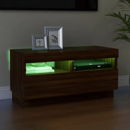 Tv-Meubel Met Led-Verlichting 80 x 35 x 40 cm bruin eikenkleur