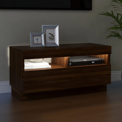 Tv-Meubel Met Led-Verlichting 80 x 35 x 40 cm bruin eikenkleur