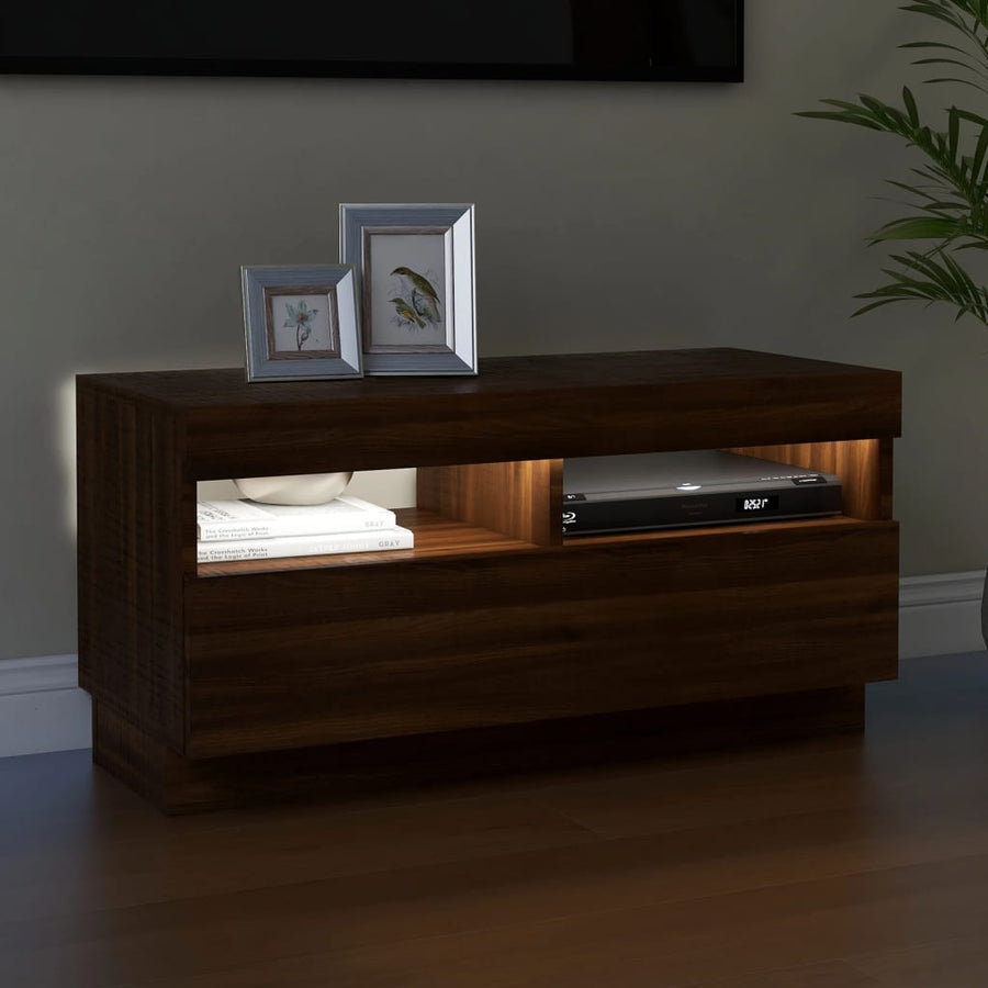 Tv-Meubel Met Led-Verlichting 80 x 35 x 40 cm bruin eikenkleur