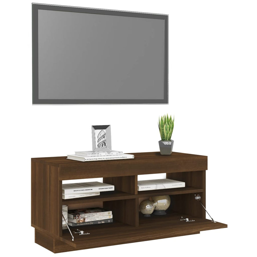 Tv-Meubel Met Led-Verlichting 80 x 35 x 40 cm bruin eikenkleur