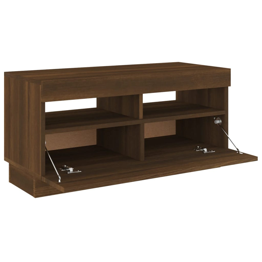 Tv-Meubel Met Led-Verlichting 80 x 35 x 40 cm bruin eikenkleur
