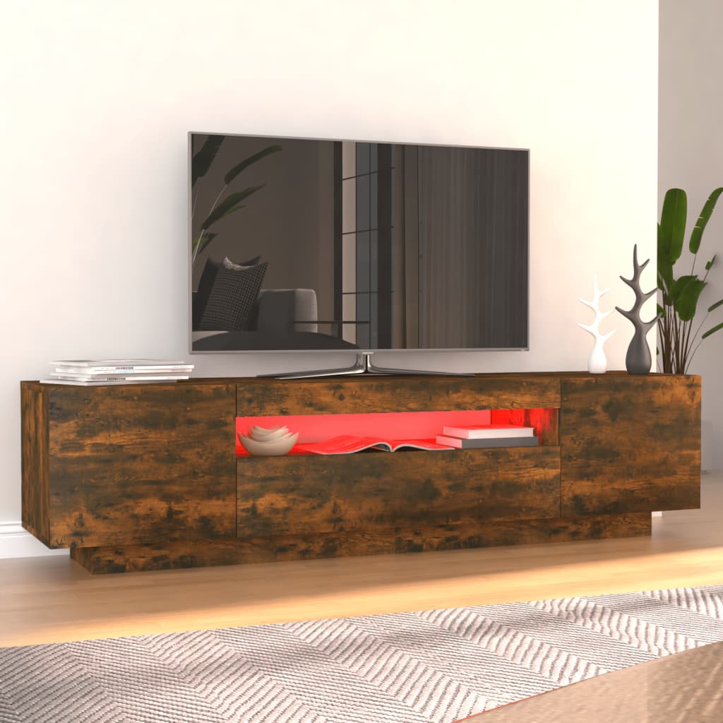 Tv-Meubel Met Led-Verlichting 60X35X40 Cm Kleurig Gerookt eiken