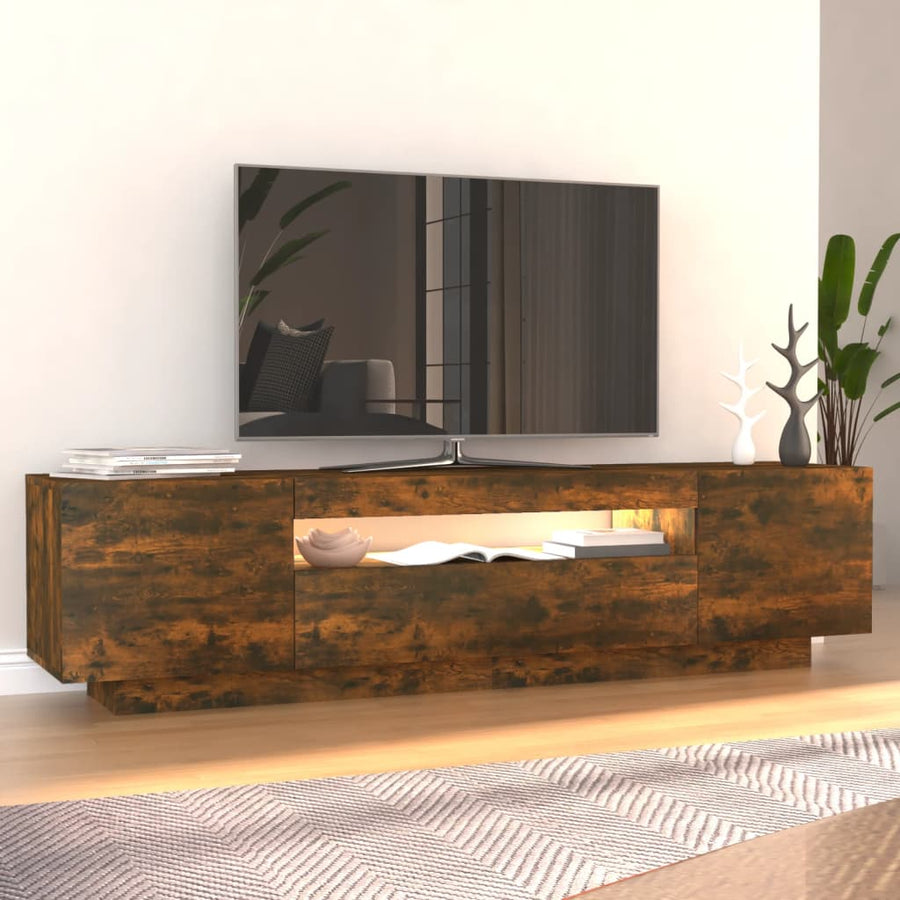 Tv-Meubel Met Led-Verlichting 60X35X40 Cm Kleurig Gerookt eiken